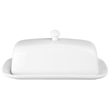 Bia Cordon Bleu Butter Dish with Knob in White, , large