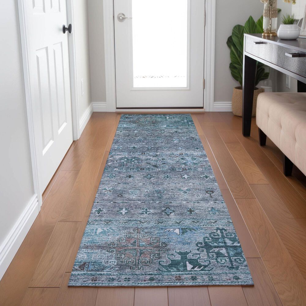 Dalyn Rug Company Karaj KJ5 2&#39;3&quot; x 7&#39;6&quot; Blue Indoor/Outdoor Runner, , large