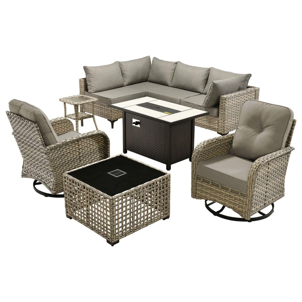 HOMLUX 9-Piece Patio Conversation Set in Dark Gray, , large