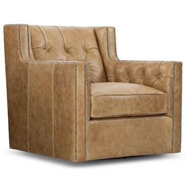 Bernhardt Candace Leather Swivel Chair in Tan, , large