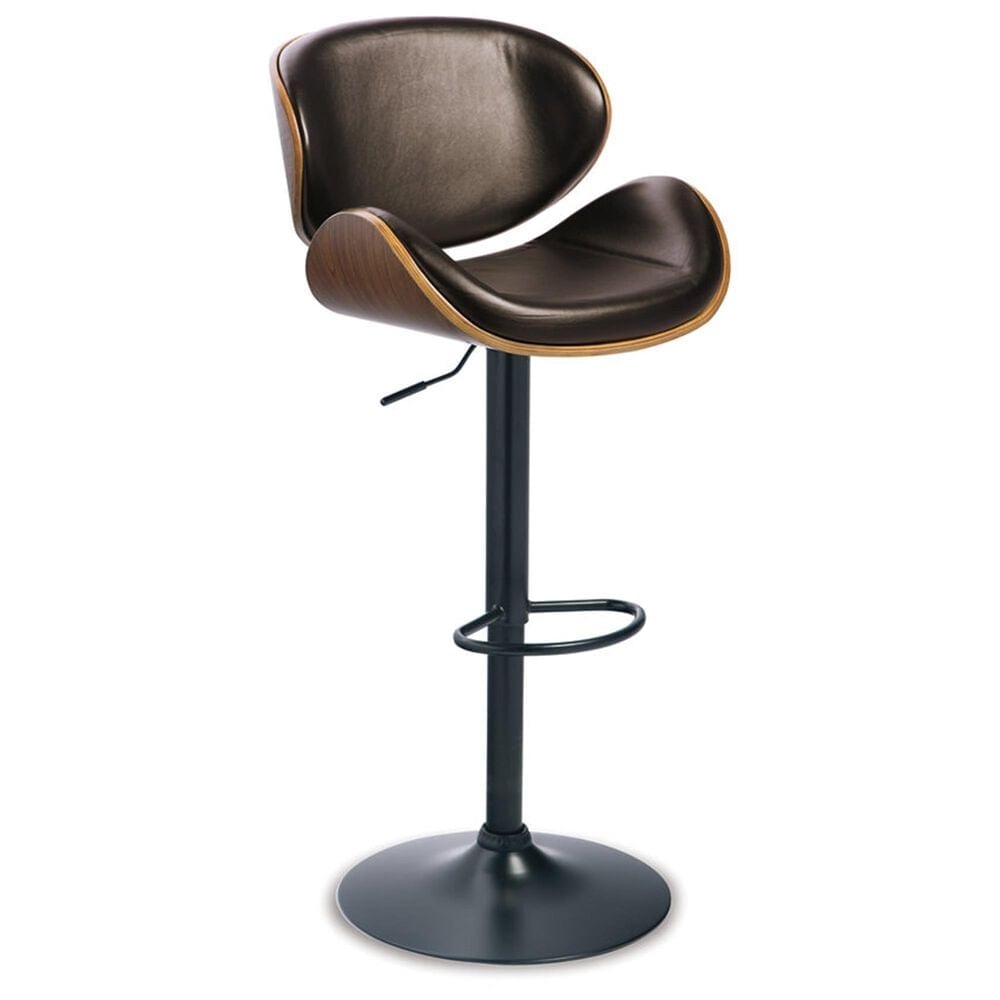 Ashley Adjustable Height Swivel Bar Stool in Dark Brown, , large