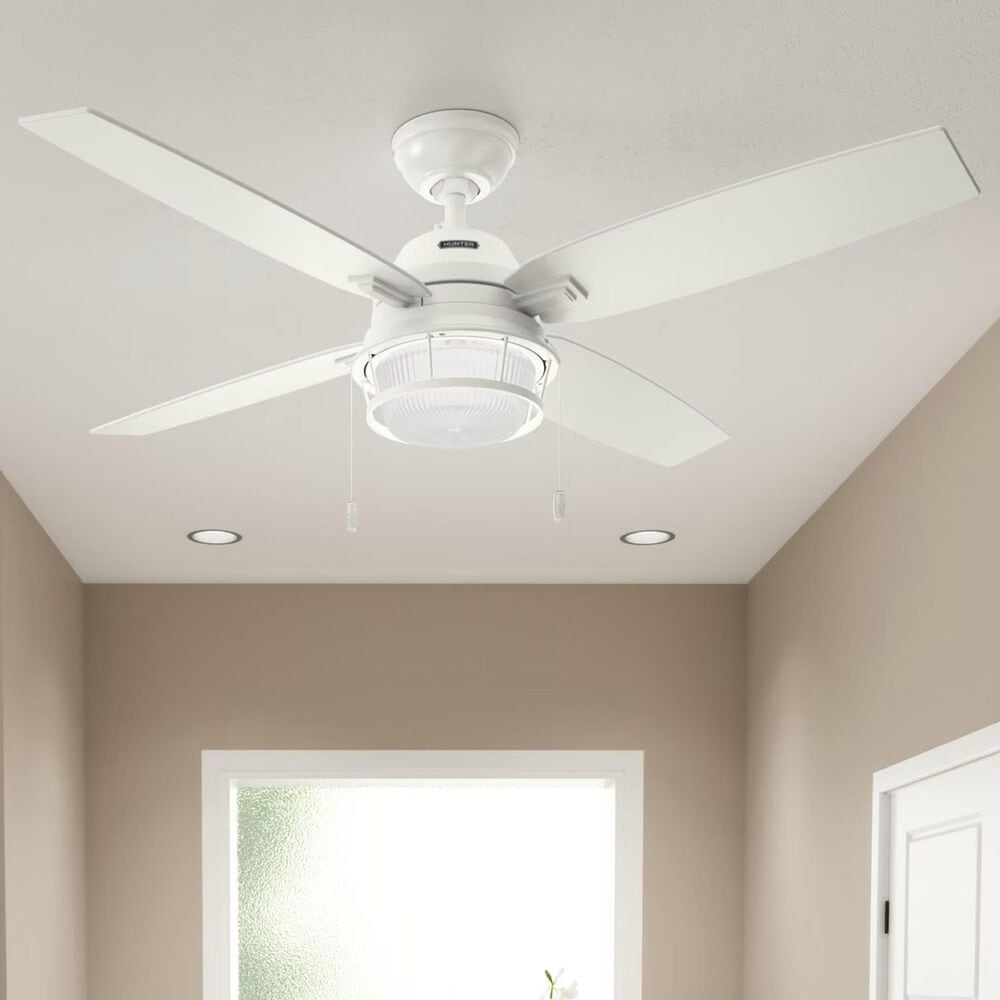 Hunter Ocala 52&quot; Outdoor Ceiling Fan with LED Lights in Fresh White, , large