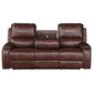 Crystal City Keily Manual Reclining Sofa with Dropdown Table in Brown, , large