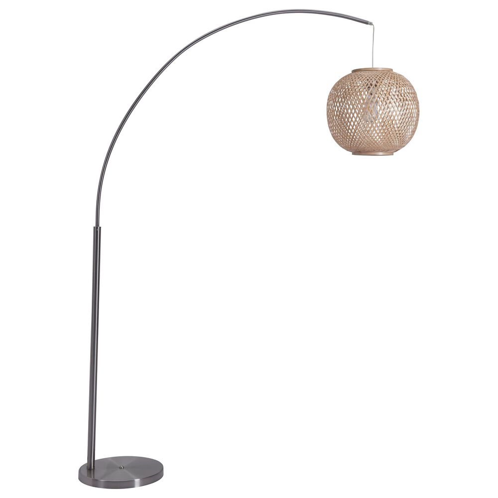 Zuo Modern Halzey Floor Lamp in Silver and Bamboo, , large