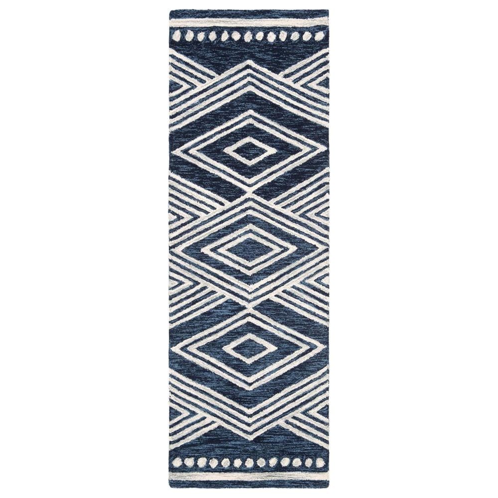 Safavieh Micro-Loop MLP156N 2"3" x 7" Navy and Ivory Runner, , large