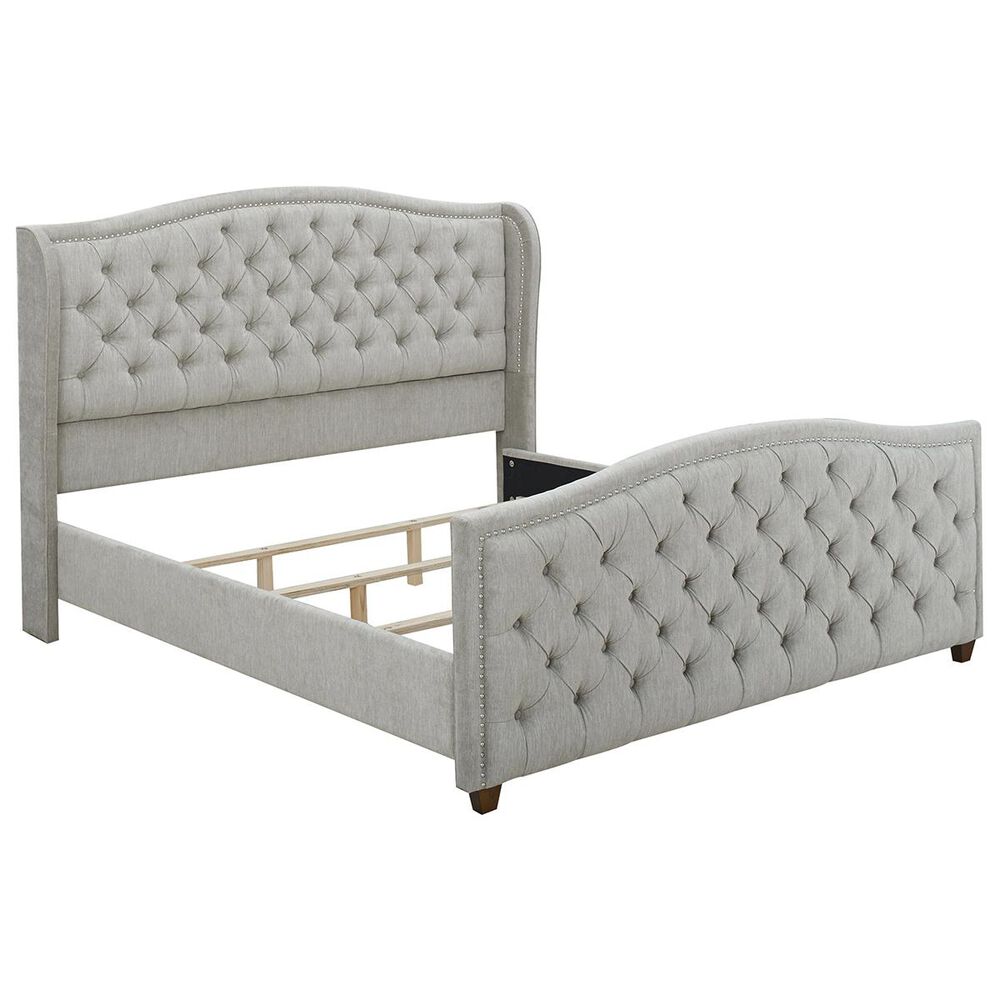 Jennifer Taylor Home Marcella Tufted Wingback Queen Bed in Silver Grey