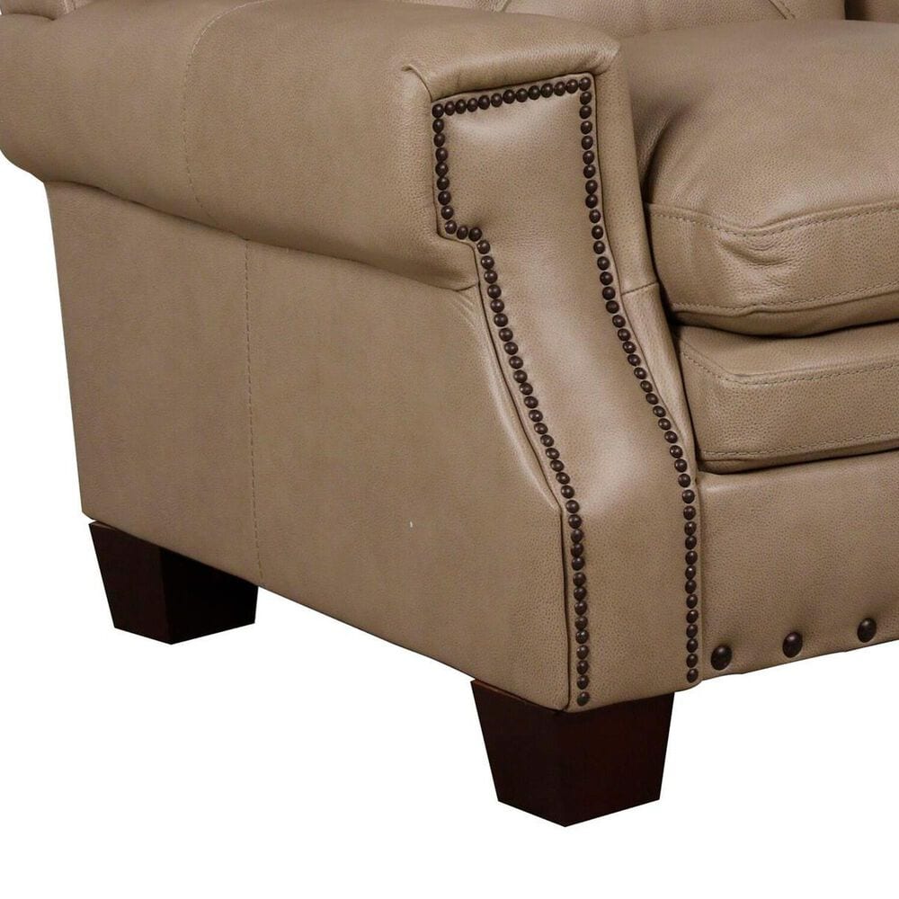 Bordeaux &amp; Co Stationary Leather Chair and Ottoman Set in Juno Pebble, , large