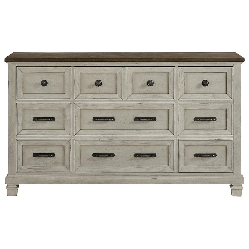 Mayberry Hill Farmington 4-Piece Queen Panel Bedroom Set in Medium Brown and Washed Stone, , large