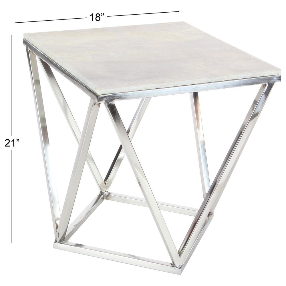 Maple and Jade Geometric Accent End Table in Silver and White, , large