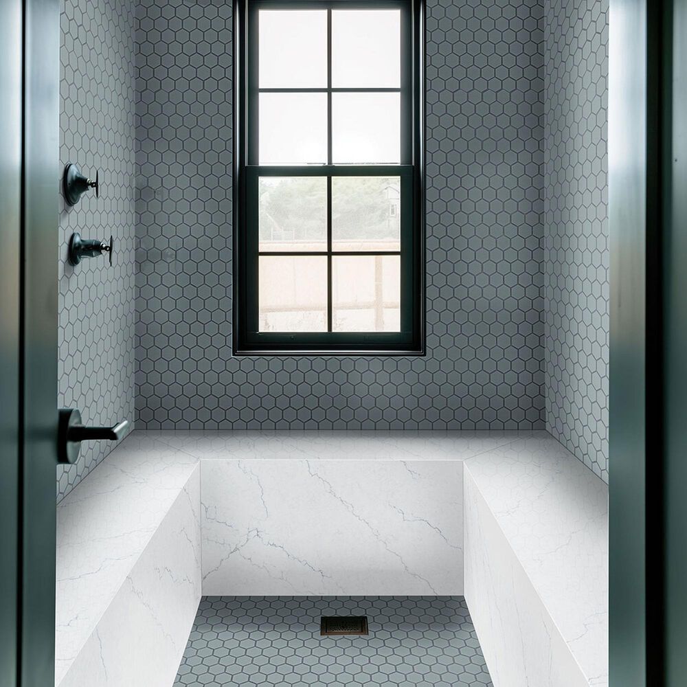 MS International Cielo Azul 1.5" x 1.15" Hexagon on 11" x 10" Porcelain Mosaic Sheet, , large