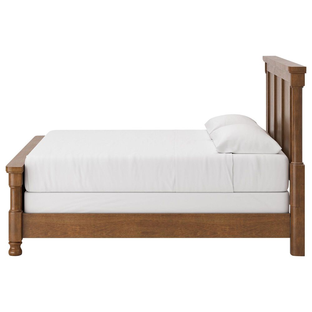 Ashley Rowlenstown King Panel Bed with Two Nightstands in Brown, , large