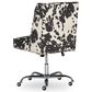 Linon Home Decor Draper Office Chair with Black and White Cow Cushion in Chrome, , large