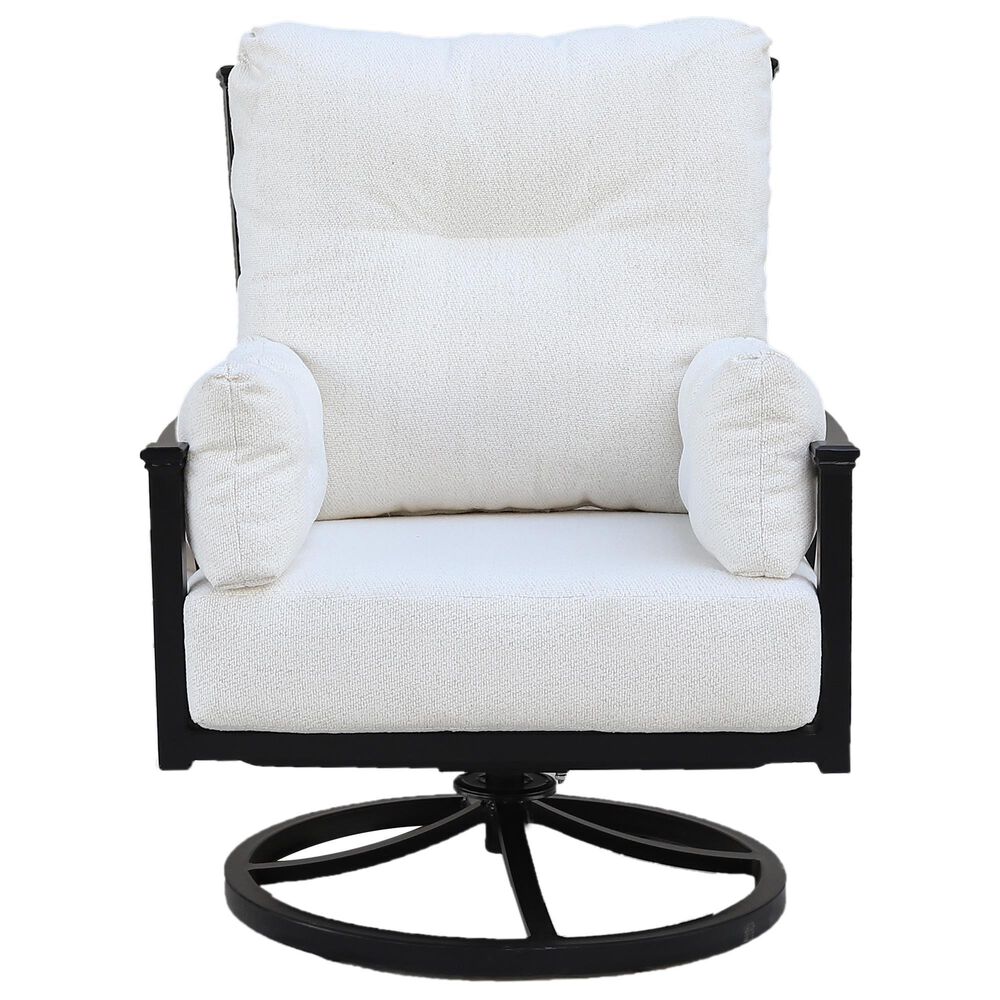 GatherCraft Seville Patio Club Swivel Chair with Cushion in Medora Ivory, , large