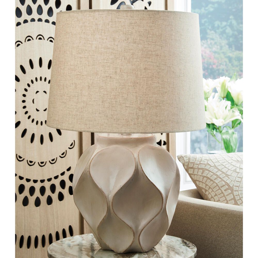 Ashley Edselham Table Lamp in Glossy Cream, , large