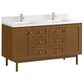 James Martin Laurent 60" Double Bathroom Vanity in Honey Oak with Single Hole 3 cm White Zeus Silestone Top and Rectangular Sinks, , large