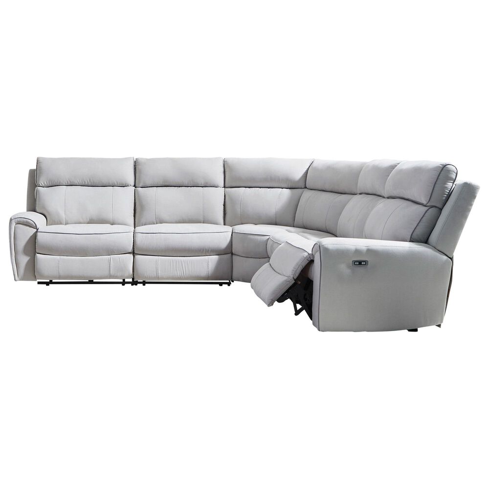 Ashley Social Pointe 5-Piece Power Symmetrical Reclining Sectional in Pearl and Ash, , large