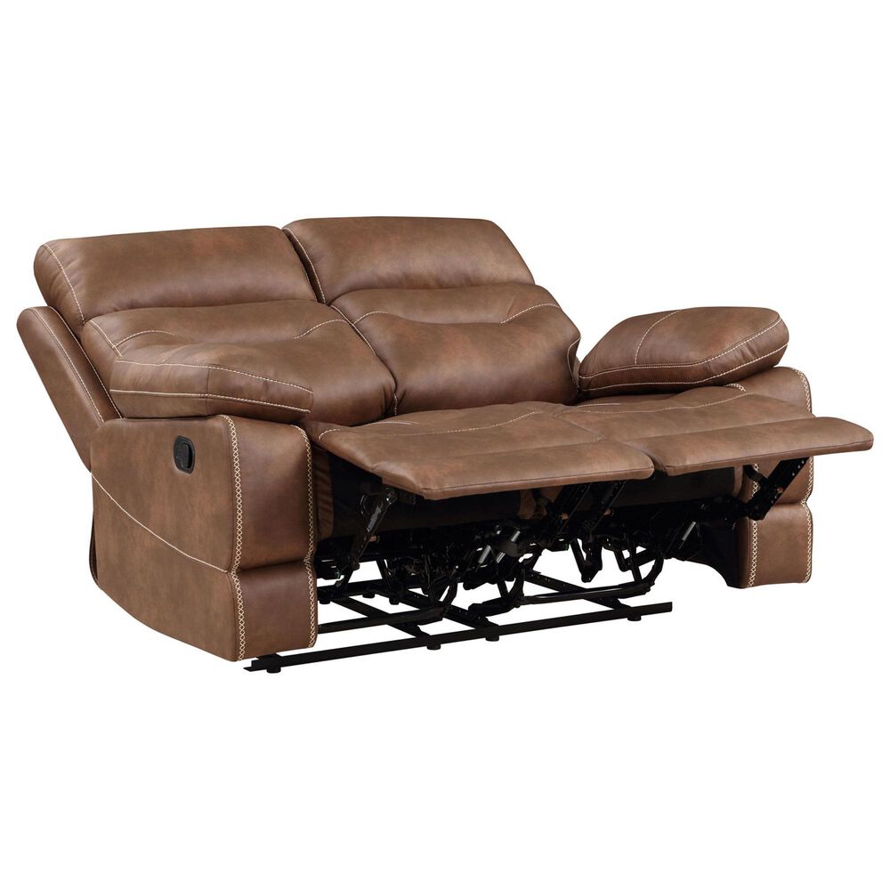 Steve Silver Rudger Manual Reclining Loveseat in Chestnut Brown, , large