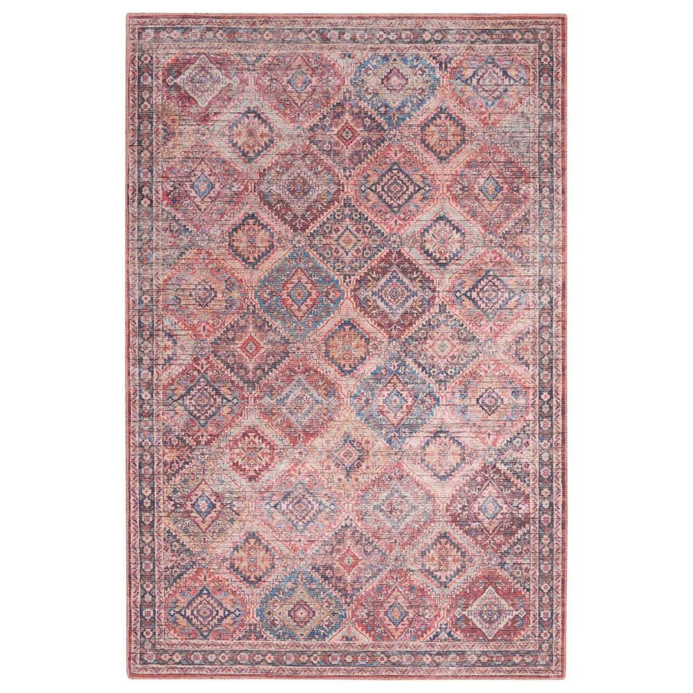 57 Grand by Nicole Curtis Series 1 2" x 6" Brick Red and Navy Blue Runner, , large