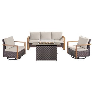 Sunwell Garden 4-Piece Patio Fire Pit Set in Beige, , large