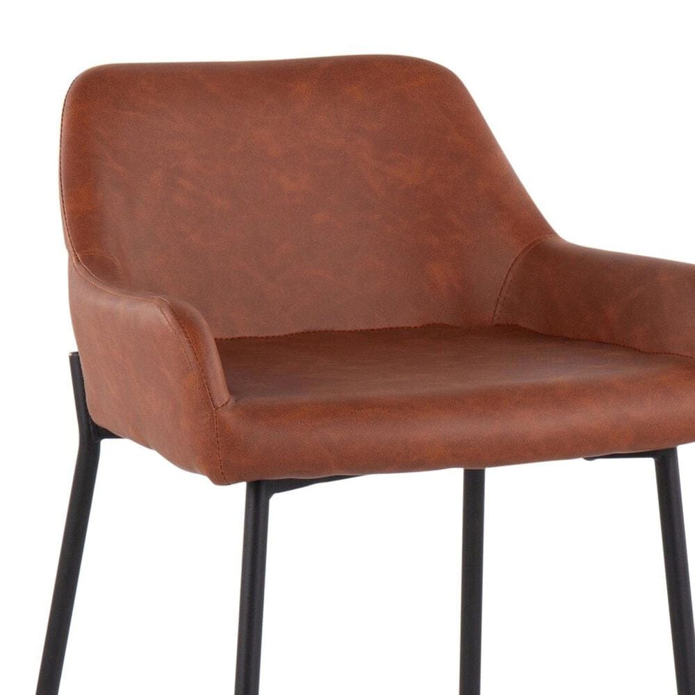LumiSource Daniella 24" Counter Stool with Camel Upholstery in Black (Set of 2), , large