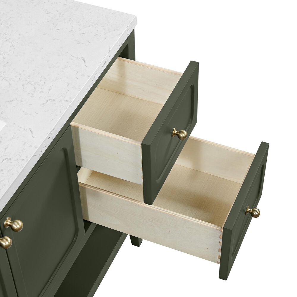 37B Ravello 48" Single Bathroom Vanity Cabinet in Deep Olive Green with Marble Top and Backsplash, , large