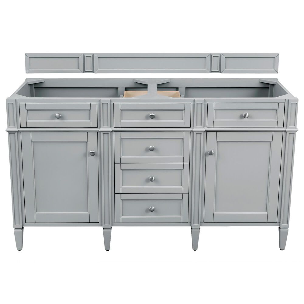 James Martin Vanities Brittany 60" Double Bathroom Vanity in Urban Gray with 3 cm Eternal Jasmine Pearl Silestone Top, Rectangular Sinks and FreePower Wireless Charger, , large