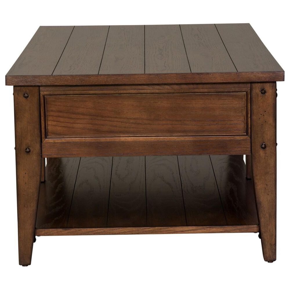 Belle Furnishings Lake House 2-Drawer Cocktail Table in Rustic Brown Oak, , large