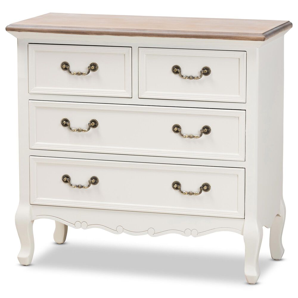 Baxton Studio Amalie 4-Drawer Accent Storage Cabinet in White and Oak, , large