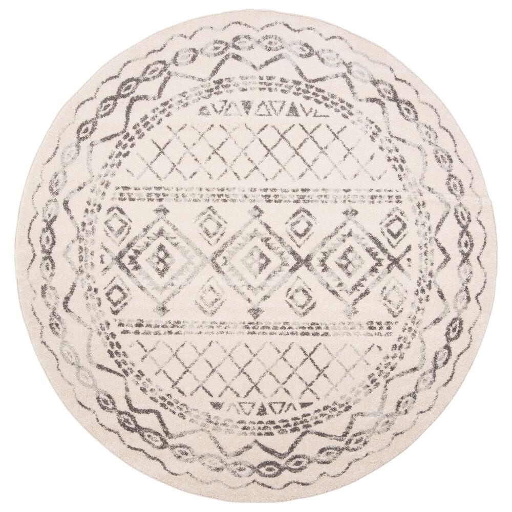 Safavieh Tulum TUL268A 9" Round Ivory and Grey Area Rug, , large