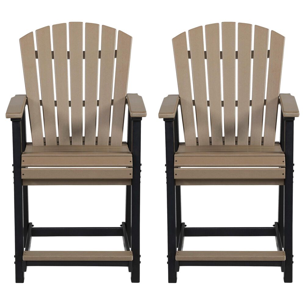 Ashley Fairen Trail Patio Counter Stool in Driftwood and Black (Set of 2), , large