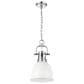 Golden Lighting Duncan 1-Light Small Pendant with Chain and Matte White Shade in Chrome, , large