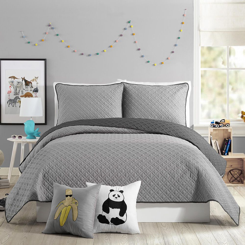 Peking Handicraft Corbin 3-Piece Full/Queen Quilt Set in Grey, , large