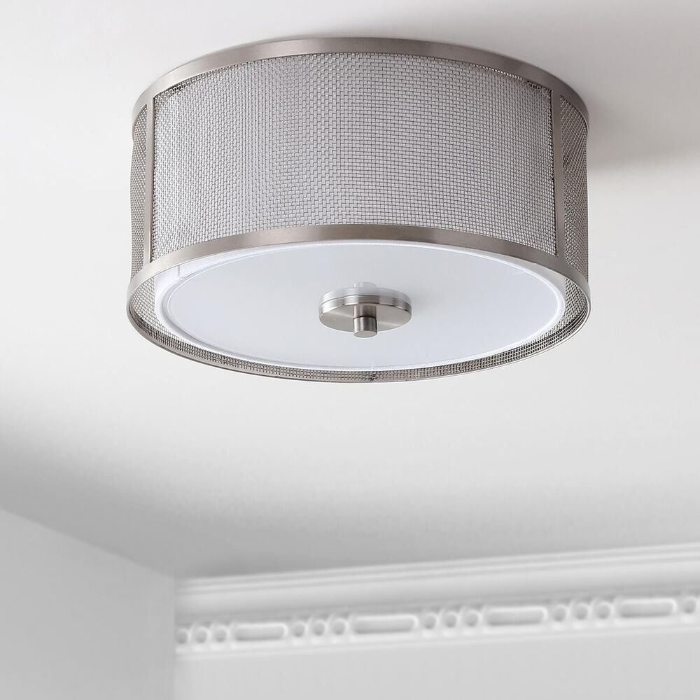 Safavieh Eldon Flush Mount in Nickel/White, , large