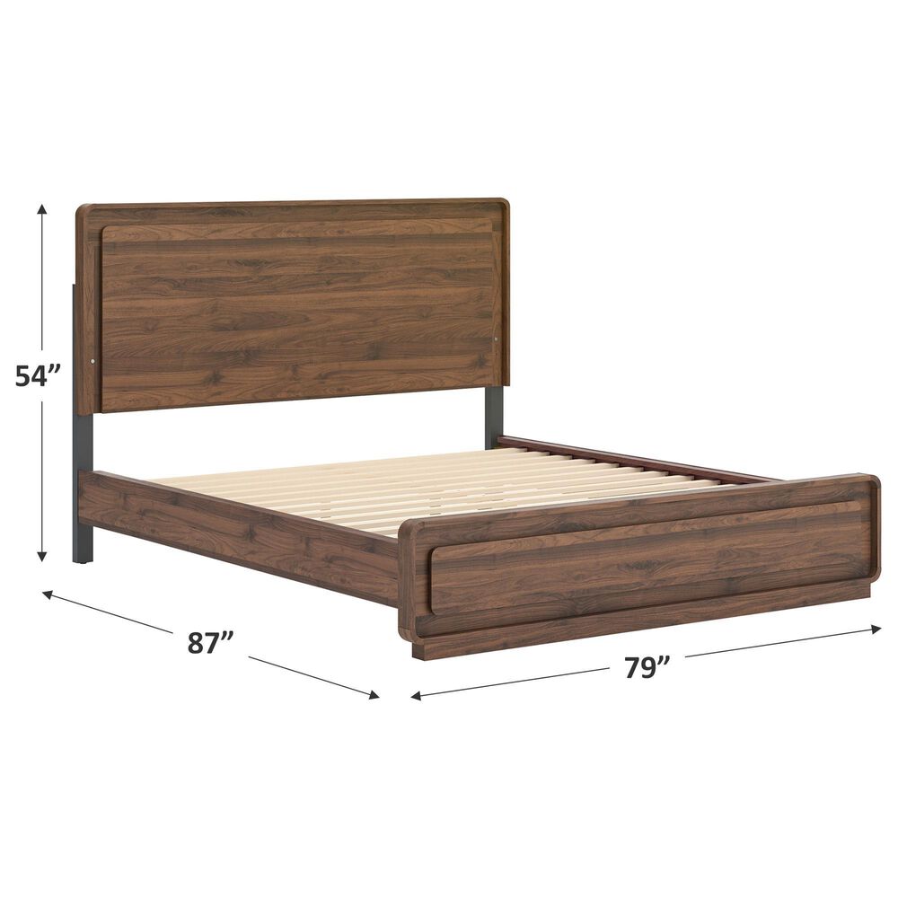 Ashley Fortlorn California King Platform Bed in Walnut Brown with LED Light, , large