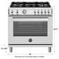 Bertazzoni Professional 5.9 Cu.Ft. Gas Range with Dual Convection and Temperature Gauge in Stainless Steel, , large