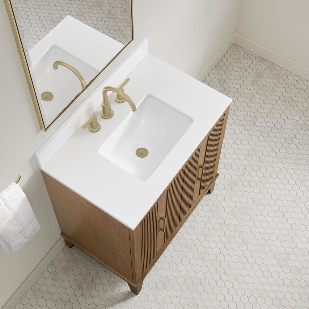 37B Fenwick 30" Single Bathroom Vanity in Kona with Glossy White Composite Stone Top and Backsplash, , large