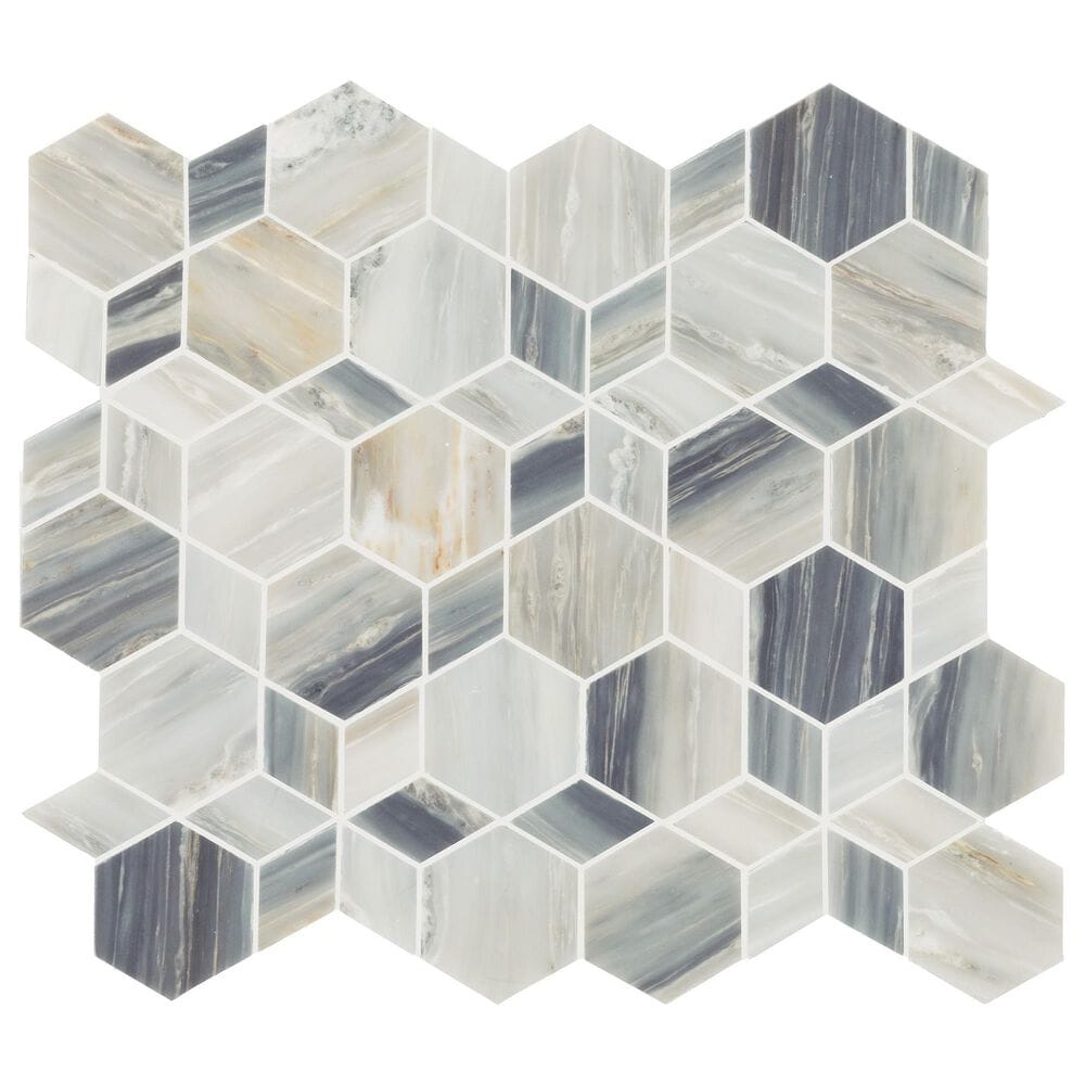 Dal-Tile Gamma Azure 14"" X 16"" HYPNOTIC Natural Stone Mosaic Sheet, , large