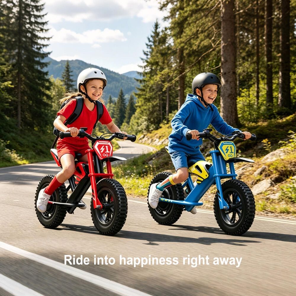 HOMLUX 200W 10-Mile Kids Electric Balance Motorcycle with LED Lights in Red, , large