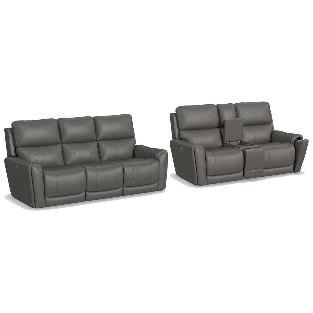 Flexsteel Carter Power Reclining Loveseat in Gray, , large