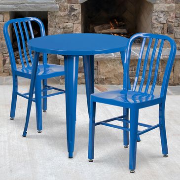 Flash Furniture 3-Piece Metal Table Set in Blue, , large