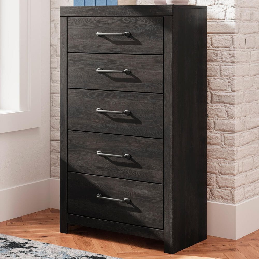 Ashley Hollivern 5-Drawer Chest in Dark Gray, , large
