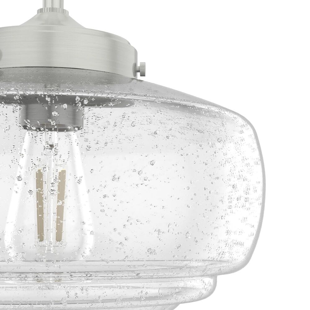 Hunter Saddle Creek 10&quot; 1-Light Pendant with Clear Seeded Shade in Brushed Nickel, , large