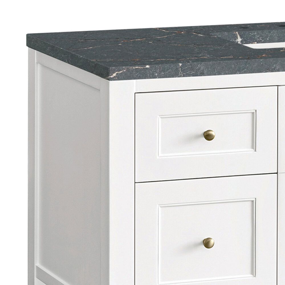 James Martin Vanities Breckenridge 48&quot; Single Bathroom Vanity in Bright White with 3 cm Parisien Bleu Quartz Top and Rectangular Sink, , large