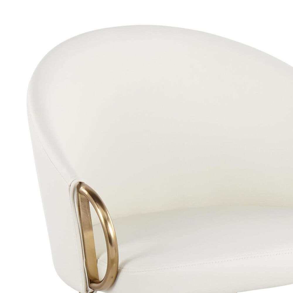 LumiSource Claire Arm Chair with White Faux Leather Cushion in Gold (Set of 2), , large