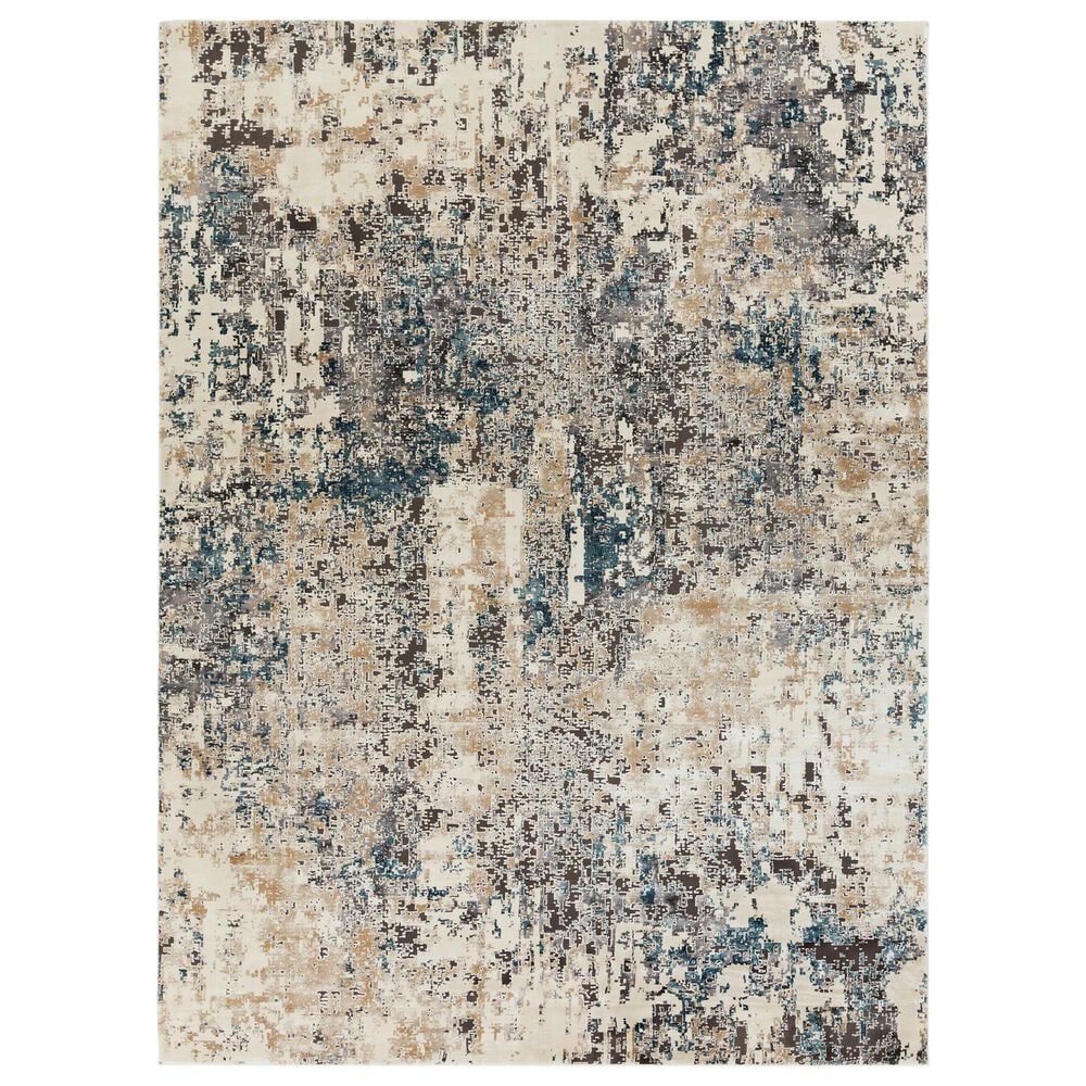 Surya Pune PUN-2301 Tan, Charcoal, Light Beige, Dark Brown, Black, Deep Teal and Sky Blue 2&#39; x 2&#39;11&quot; Area Rug, , large