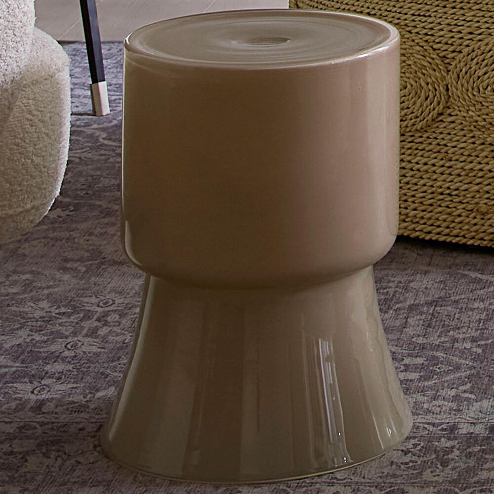 Splendor Living Upland Glass Garden Stool in Taupe, , large