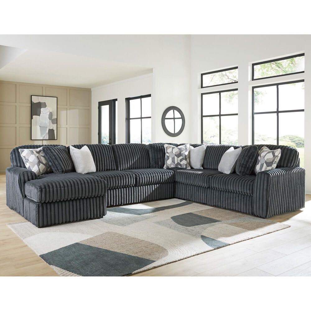 Ashley Midnight-Madness 4-Piece Left Facing Sectional with Chaise in Gunmetal, , large