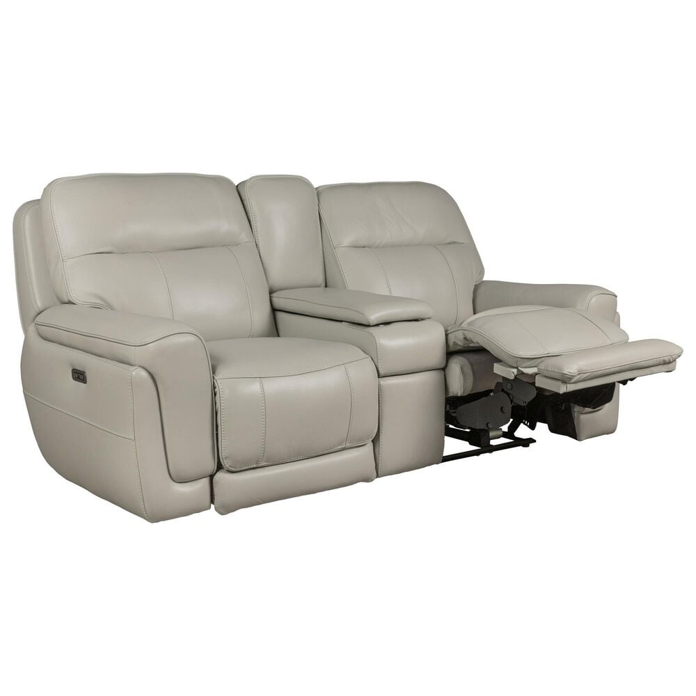 Sienna Designs Leather Power Reclining Console Loveseat with Power Headrests in Glacier Ice, , large