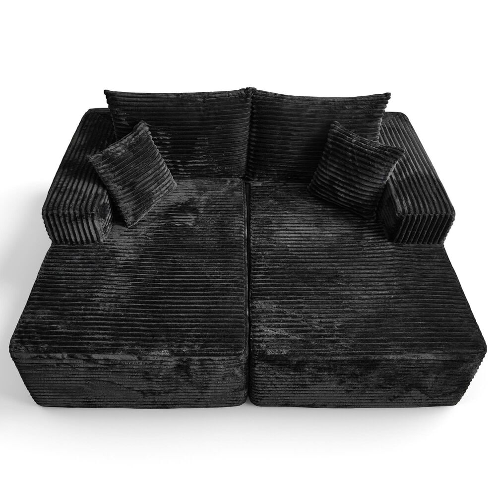 HOMLUX Sectional Sofa, with High Density Foam, Standard Plush Couch in Black, , large
