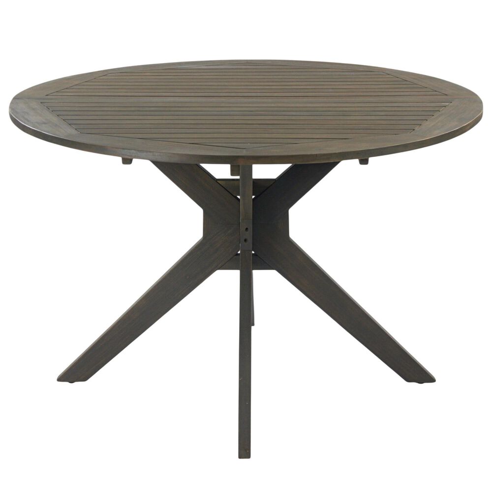 HOMLUX Outdoor Stanford Round Acacia Wood Dining Table with X Base in Gray - Table Only, , large